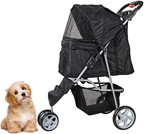 KARMAS PRODUCT Pet Stroller for Dog Cat Small Animal Folding Walk Jogger Travel Carrier Cart with Three Wheels/Four Wheels