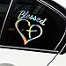KANWAWO Fashion Car Sticker Creative Blessed Cross and Heart Christians Decal Vinyl Sticker|Cars Trucks Vans Walls Laptop Car Styling (2pcs Blessed Cross and Heart Christians, 160 x 140 mm)