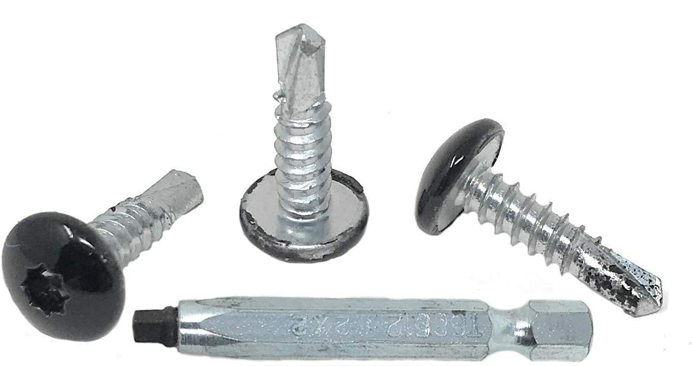 Photo 1 of #10 x 3/4 Inch Self Tapping Sheet Metal Screws, DBL SQ #2 Head Bit Included, Cargo Trailer Self Tapping Screws, Exterior RV Skin Fasteners, Enclosed Trailer Repair Screws, 250 Pack by LandCamp (Black)