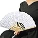 Metable Women Lace Folding Fan Handmade Cotton Lace Embroidered with Bamboo Frame Hand Held Fans Victorian Design for Dancing Cosplay Wedding Decoration
