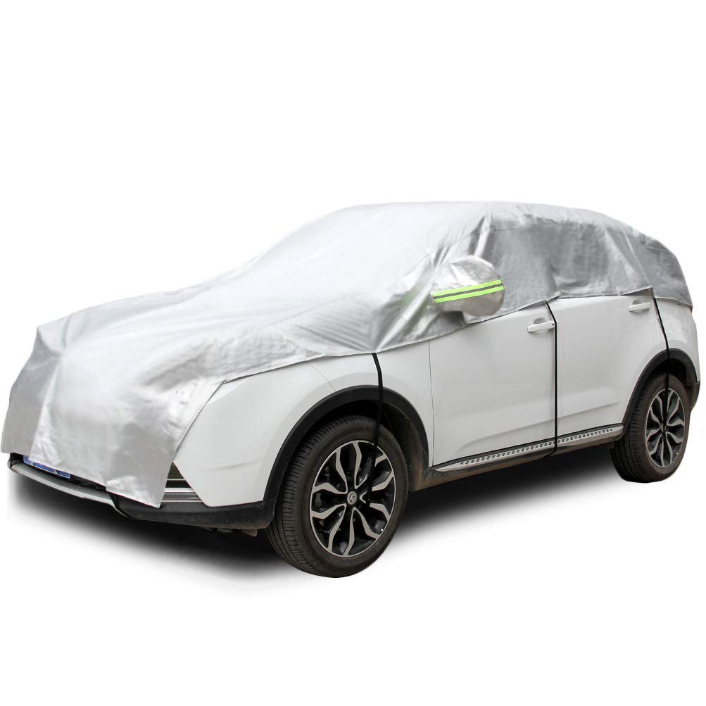 Photo 1 of Konnfeir Half Car Cover All Weather Car Body Cover Sunshade Cover Snow Cover Waterproof Snowproof Universal 210D Oxford Fabric (Fit SUV Length 174'' to 189'')