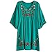 Yaketera Women Mexican Embroidered Peasant V Neck Mexican Tops Blouses