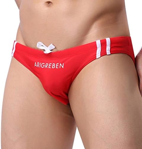 Sansee Men's Sexy Swim Boxer Briefs Swimming Shorts Trunks Swimwear Pants Mens Underpant (S, Red)