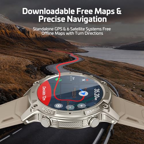 Smartwatch Men Women with GPS, Offline Maps & 6 Satellite Navigation System, 5ATM Waterproof, 21 Day Battery, AI Voice Assistant, 178 Sports Modes, Fitness Tracker with Heart Rate Monitor & Sleep Monitor for Android iOS