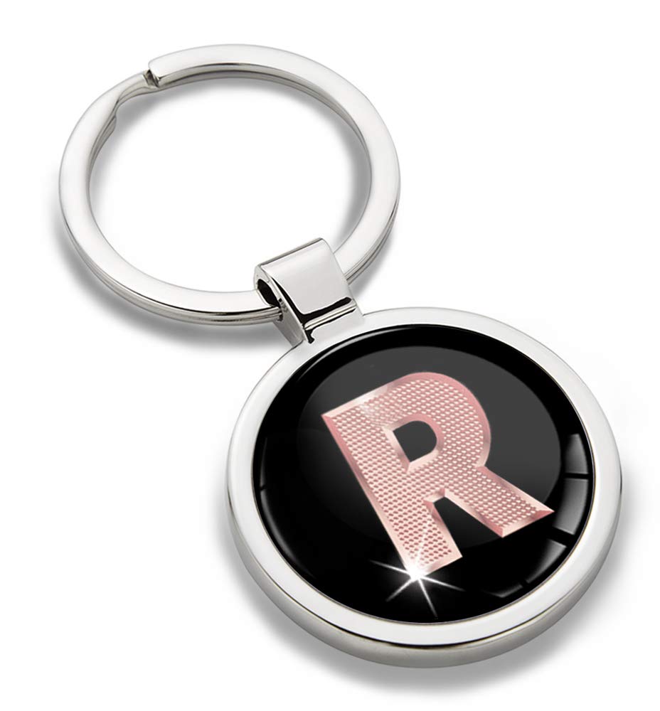 Biomar Labs Letter Keychain Alphabet Initial Keyring 3D Metal Stainless Steel Personalised Initials Charm for Car and Keys Available in Silver Rose Gold or Gold (R in Rose Gold KK 44)