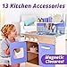 Hape Play Kitchen for Toddlers - Kids Kitchen Playsets for Pretend Play, Wooden Toys Kitchen Playset w/ 13 Toy Kitchen Accessories