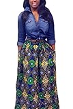 Annflat Women's African Floral Print Maxi Skirts A Line Long Skirts With Pocket X-Large Multi5