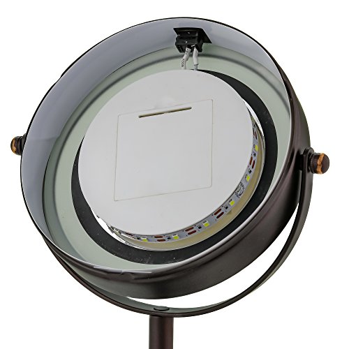 Ovente Lighted Tabletop Makeup Mirror, 6 Inch, Dual-Sided 1x/7x Magnification, Cordless, Battery Operated, Cool-Tone LED Lights, Antique Bronze (MLTBZ)
