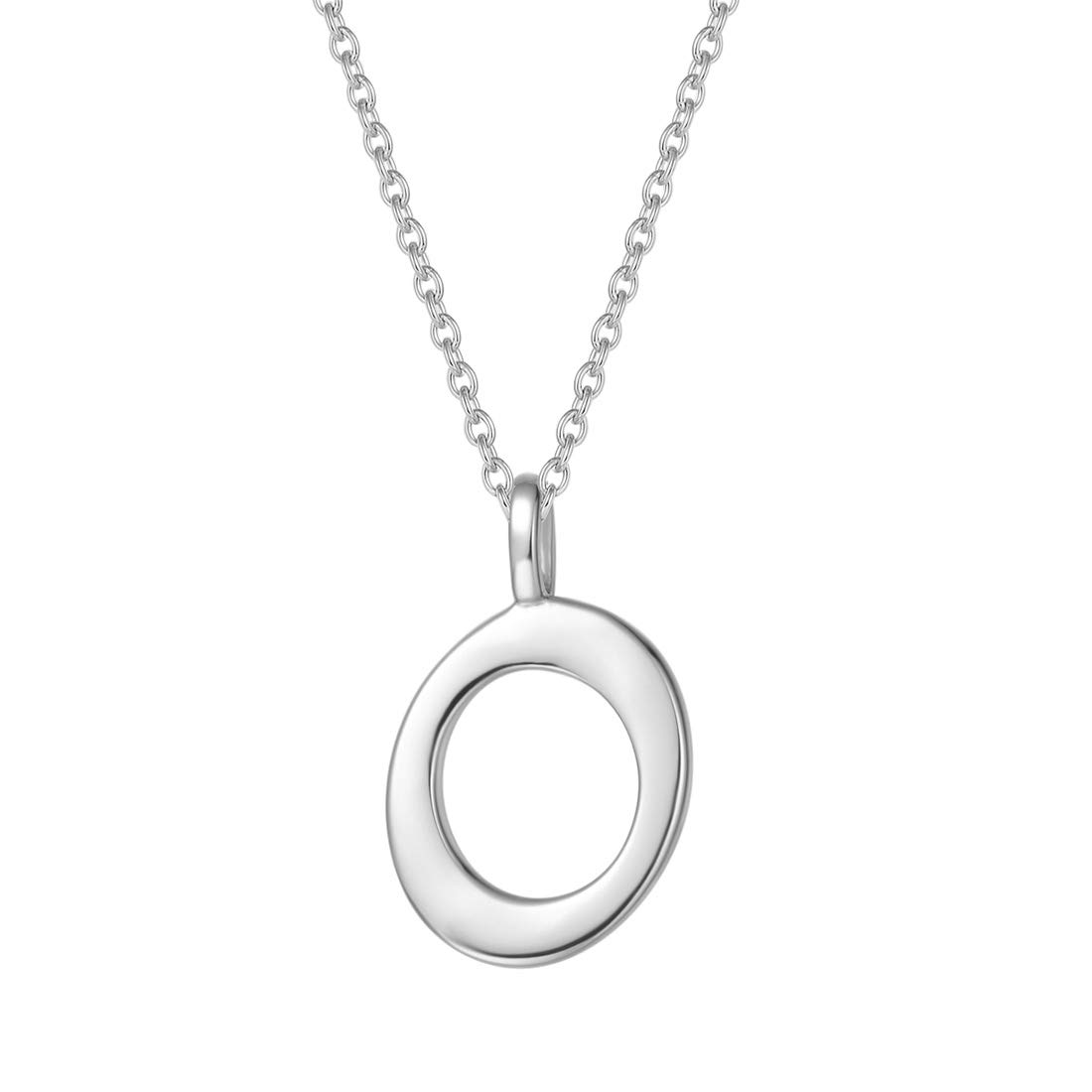 925 Sterling Silver Initial Alphabet Necklace with Letter O Name Pendant for Women Girls Teenagers Friends with Gift Jewellery Box - Chain Length: 16 + 2 Inch