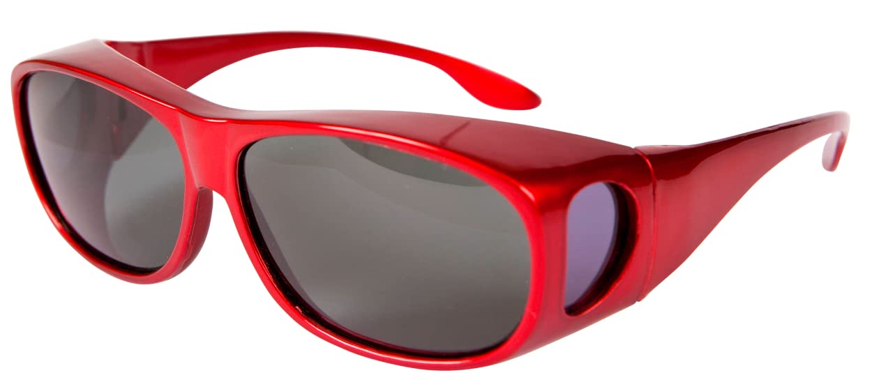 Opticaid Over Glasses Fit Over Sunglasses Polarised Anti Glare UV400 Wrap Around Womens Mens Red Sports Category 3 Lens Remaldi