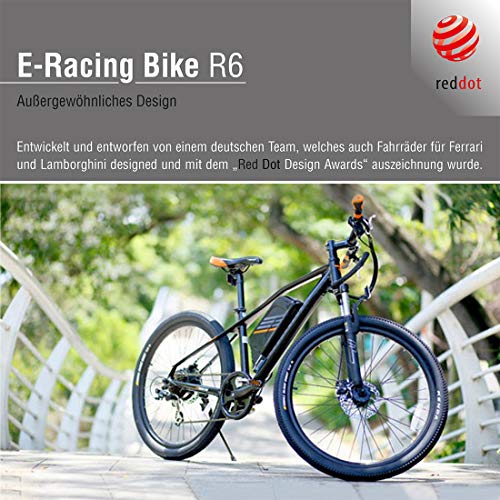 Sachsenrad E Mountainbike R6 Neo 27 5 SachsenRAD R6 Racing Bike voor heren, zwart-oranje, 27,5 inch