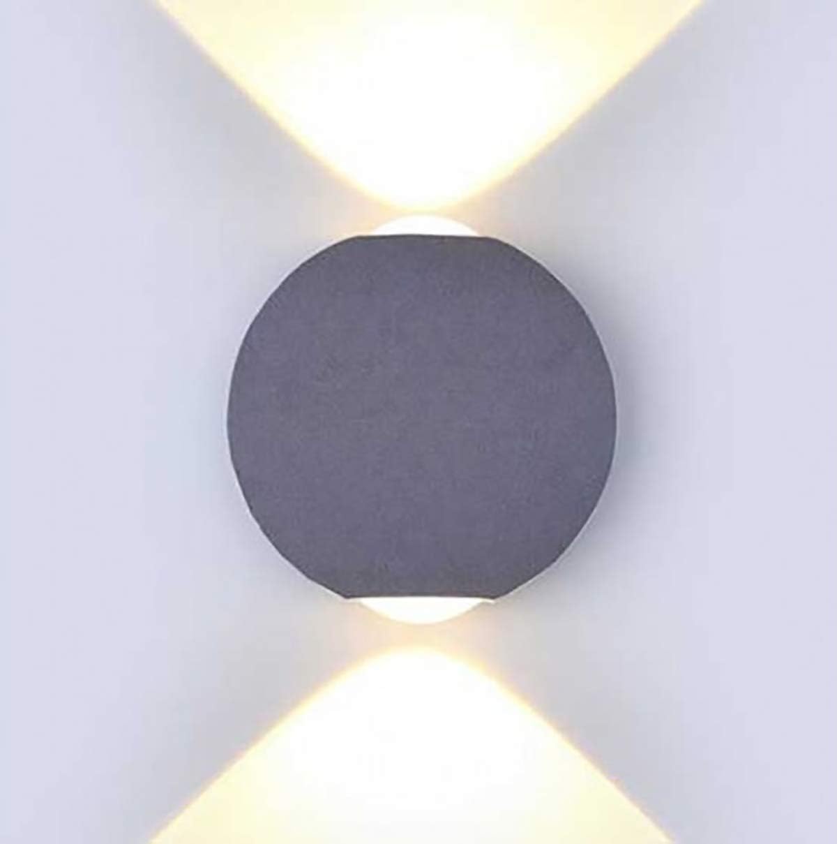 CGC 6W LED Round Grey Indoor Outdoor Up Down Wall Light 4000k Natural ...