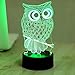 Colorful 3D Visual Led Night Lights for Kids Touch USB Table Lampara Lampe Baby Sleeping Nightlight (OWL)