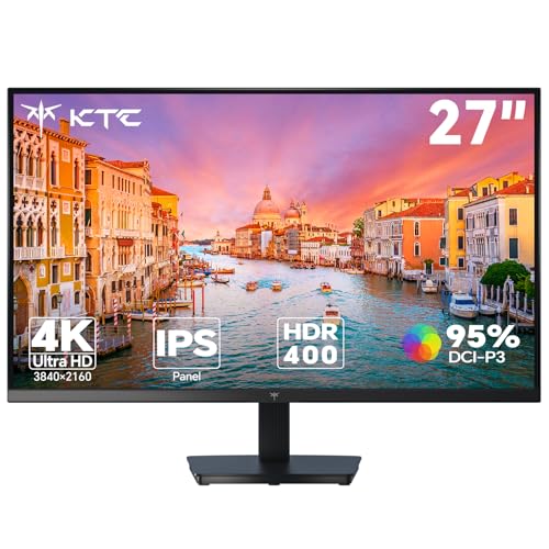 KTC 27 Zoll 4K UHD Monitor, IPS Panel, 3840×2160, 60Hz, HDR400, 400 cd/m², 1,07 Mrd. Farben, 133% sRGB, 100% DCI-P3, ΔE<2, VESA 100×100 mm, HDMI, DP,