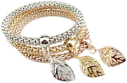 aloiness 3Pcs Charms Heart Pendent Elegant Jewellery Hand Chain Bracelet for Women