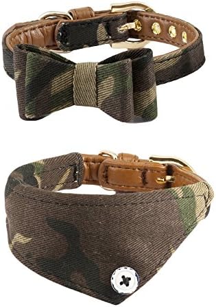 Gyapet Cat Collars Small Dog Puppy Bowtie Bandana Cute Pup Bowtie Bandana Set Scarf Adjustable