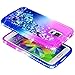 Galaxy S5 Case with Tempered Glass Screen Protector for Girls Women Kids, NageBee Glitter Liquid Sparkle Bling Floating Waterfall Shockproof Durable Cute Case for Samsung Galaxy S5 -Purple/Blue