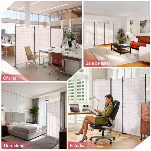 Biombo Divisor Portátil, Biombo Plegable de 3 Paneles, Separador de Ambientes para Privacidad, Divisor de Espacios Decorativo para Oficina Habitación, Pantalla Plegable Ligera y Ahorradora de Espacio