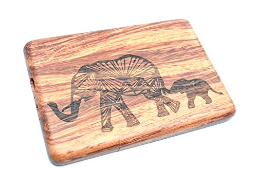 VolksRose Amazon Kindle Paperwhite Wooden Case - Rosewood Elephants - Premium Quality Natural Bamboo / Wood Cover for All Kindle Paper White Versions