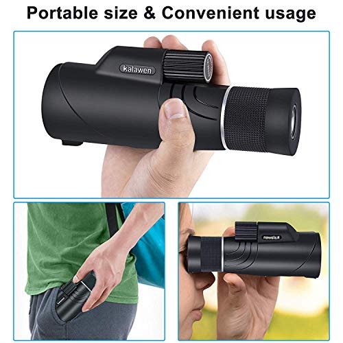 [2019 Upgraded] 10-20x50 Kalawen Zoom Monocular Telescope Compact with Smartphone Holder and Tripod, Waterproof Monocular with BAK4 Prism Scope for Bird Watching Hunting Camping Shooting Range Hiking - Thumbnail 7