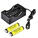 BESTSUN 2pcs 18650 lithium Rechargeable Batteries, 3.7V 2800mah Rechargeable Li-ion Battery with PCB and 18650 battery Charger for LED Flashlight, Headlamps, Search Light