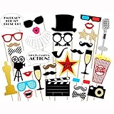 EBTOYS Hollywood Photo Booth Props 33 DIY Kits Paper Movie Photo Props on a Stick