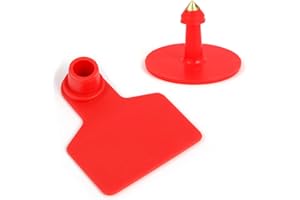 GMXZX Blank Cattle Ear Tags - 100PCS Plastic Livestock Ear Tags Farm Animal Tags ID Tags Red Yellow Green Blue Orange Ear Tagger Cattle Ear Tags for Cow Cattle Sheep Goats Pigs Hogs Mark Label (Red)