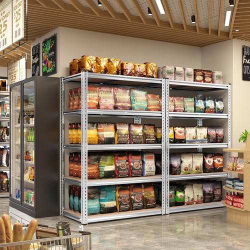 2020LBS Garage Shelving Heavy Duty 5 Tier Storage Shelves Adjustable Metal Shelving for Basement, Warehouse, Pantry, Closet, Kitchen, Easy Assembly, 90cm x 40cm x 180cm, Galvanized, White