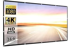 Projector Screen 100 inch(221×125cm), Washable Projector Screen 16:9 Foldable Anti-Crease Portable Projector Movies Screen fo