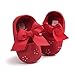 Baby Girls Princess Bowknot Soft Sole Cloth Crib Shoes Sneaker Red, 3-6 Months