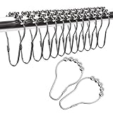 ULG Shower Curtain Hooks 12 Piece Set Roller Rings Rustproof Stainless Steel for Bathroom Home Shower Rods Curtains Liners Polished Chrome