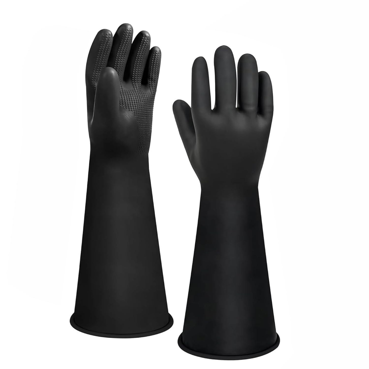 ZaoKing 14“ Heavy Duty Rubber Glove,Latex Chemical Resistant Long Gauntlets Gloves Cleaning Drain PPE Reusable Waterproof Industrial Work Resist Strong Acid, Alkali and Oil