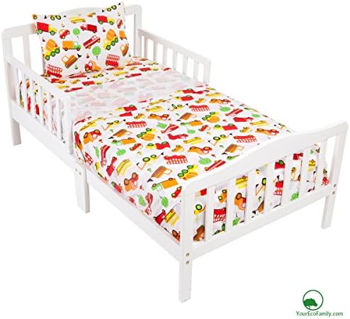 YourEcoFamily Cotton Crib Sheet Set - Certified Organic Cotton - For Your Baby, Toddler Boy or Girl (Crib Sheet Set - Cars)