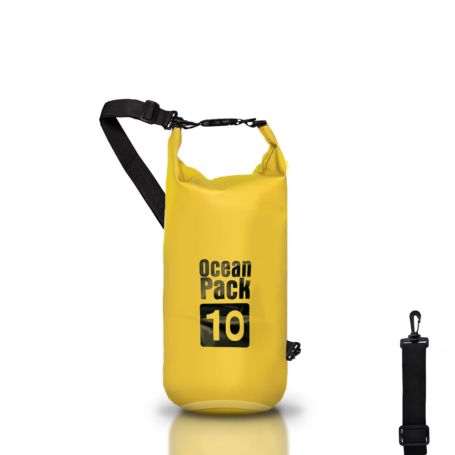 Dry Bag, Waterproof Backpack, Roll Closure and Shoulder Strap, Waterproof Mobile Phone Bag and Waist Bag for Sea Boat Fishing Rafting Beach Water Sports, yellow, 10l, Waterproof bag