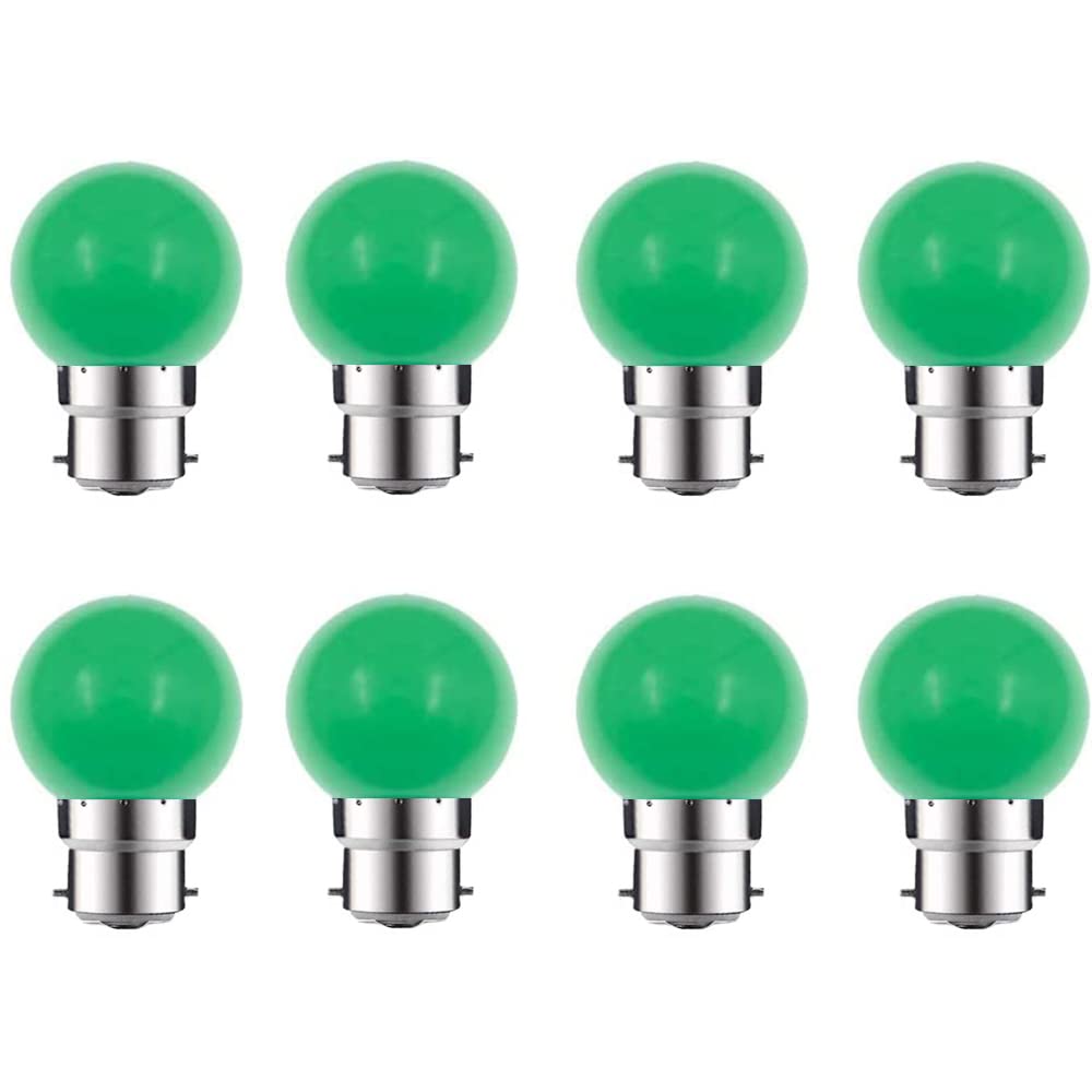 ZFQ 8 Pack B22 Bayonet Colored LED Light Bulbs 2W G45 Golf Ball Mini Globe Bulb Lighting Bulbs,Green for Outdoor Indoor String Patio Garden Party Christmas, Tree, Fairy Party Night Lights