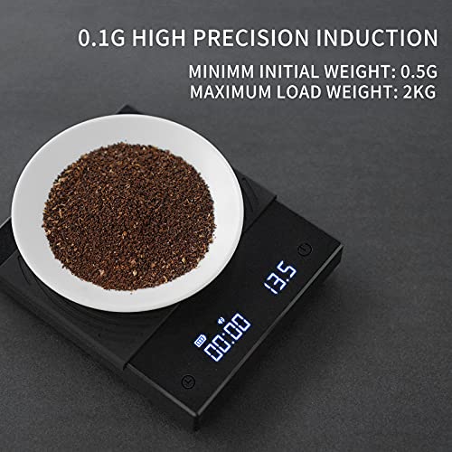 TIMEMORE Coffee Scale, Espresso Scale,Weigh Digital Scale with Timer,2000 Grams(Black)