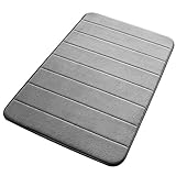 VDOMUS Non-slip Memory Foam Bathroom Mat Bath Mats Set Soft Coral Velvet Fabric,set of 2 piece, Gray, 20