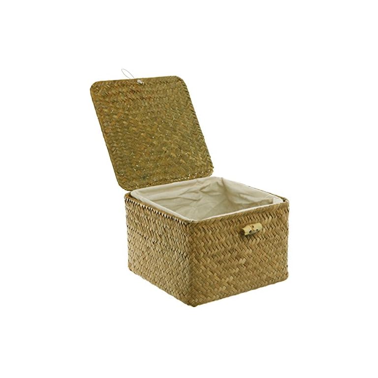MyGift Brown Hand Woven Rattan Home Storage Basket/Decorative Box with