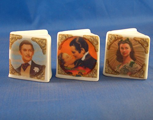 Porcelain China Collectable - Miniature Book Thimbles Set of Three - Gone with the Wind