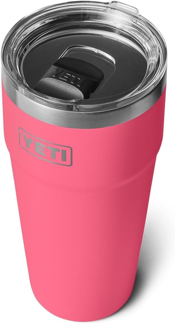 YETI Rambler 30 oz (887 ml) Stackable Cup with Removable Magslider Lid, Stainless Steel Vacuum Insulated Coffee Cup, Tropical Pink