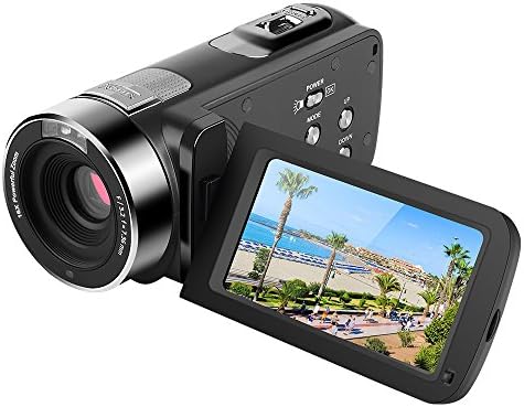 Digital Video Camera 301HS 2.7" FHD Screen DV Camcorder 16X Zoom Digital Video Recorder Night Vision Camcorder With 2 Rechargeable Batteries Control Remote And Support 270 Degree Rotation Black