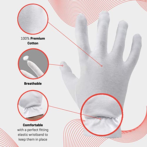 Extra Small Kids Size White Cotton Gloves for Moisturizing Over Night