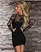 Kearia Women Sexy Black Lace Long Sleeve Cut Out Clubwear Dress Bodycon Patry Dress Black Medium