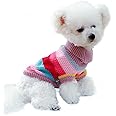 Anelekor Rainbow Puppy Sweater for Small Dog Pullover Knitted Dog Sweatshirt Cable Cat Knitwear Warm Pet Clothes for Kitten Chihuahua Yorkie Toy Poodle (Rainbow, Medium)