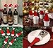ilauke 3Pcs Ugly Christmas Sweater Wine Bottle Cover Set with 4 Santa Hats Silverware Holder, Cute Christmas Gifts for Ugly Sweaters Birthday Party Crafts Decorations