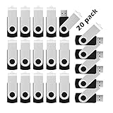 Kootion 20pcs 4GB USB Flash Drive 4 GB Flash Drives Thumb Drive Memory Stick Swivel Pen Drive, Black