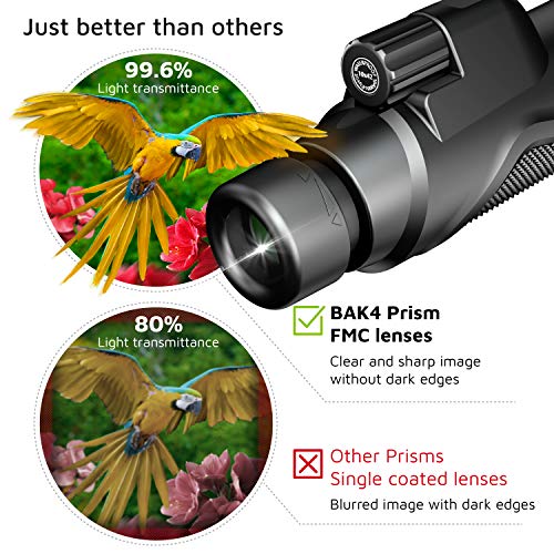 Stellax, ZoomX Monocular Compact Upgraded 2020 Waterproof/Fogproof - BAK4 Prism, FMC lenses covering with Tripod and smartphone adapter - Thumbnail 2