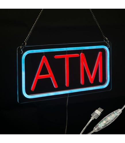 Wall Window Decoration Sign ATM LED Neon Sign 12x6 Inches - USB Powered ...