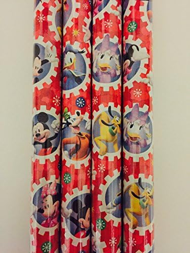 Gift Wrap - Mickey Minnie Goofy Red Themed Wrapping Paper - 1 Roll - 20 sq feet