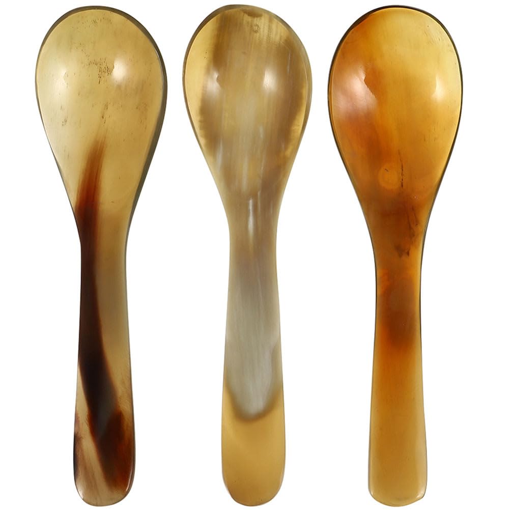HEMOTON 3pcs Horn Coffee Spoon Pearl Horn Spoon Stirrer Dinner Spoons Cake Dessert Spoons Coffee Spoons Caviar Serving Shell Cake Spoon Tea Spoons Sugar Ox Office Horn Vintage